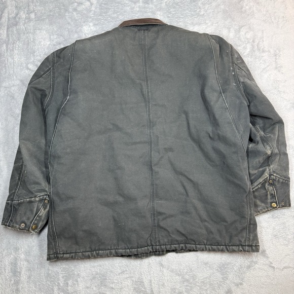Big Smith Canvas Jacket Mens 2XL Black Chore Lined Workwear Heavily Distressed - Picture 15 of 16